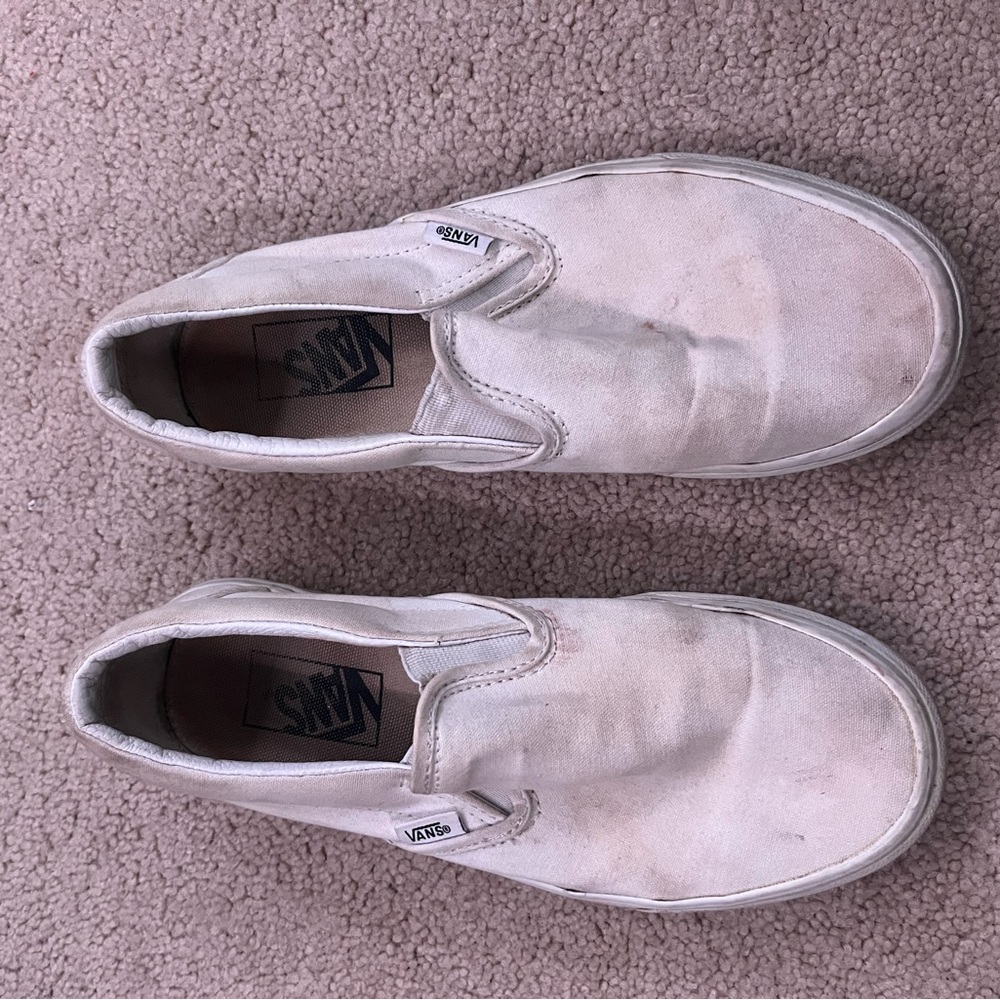 White Slip On Vans